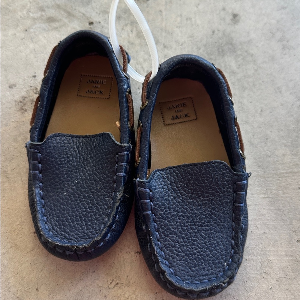 Janie and Jack Dark Blue Leather Loafers